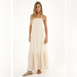 Women's Colombian brand long dress in raw textured fabric, size xs